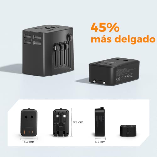 Thumbnail 6 de Adaptador Enchufe Universal Plano TESSAN 4 en 1 con 2 puertos USB-C y USB-A