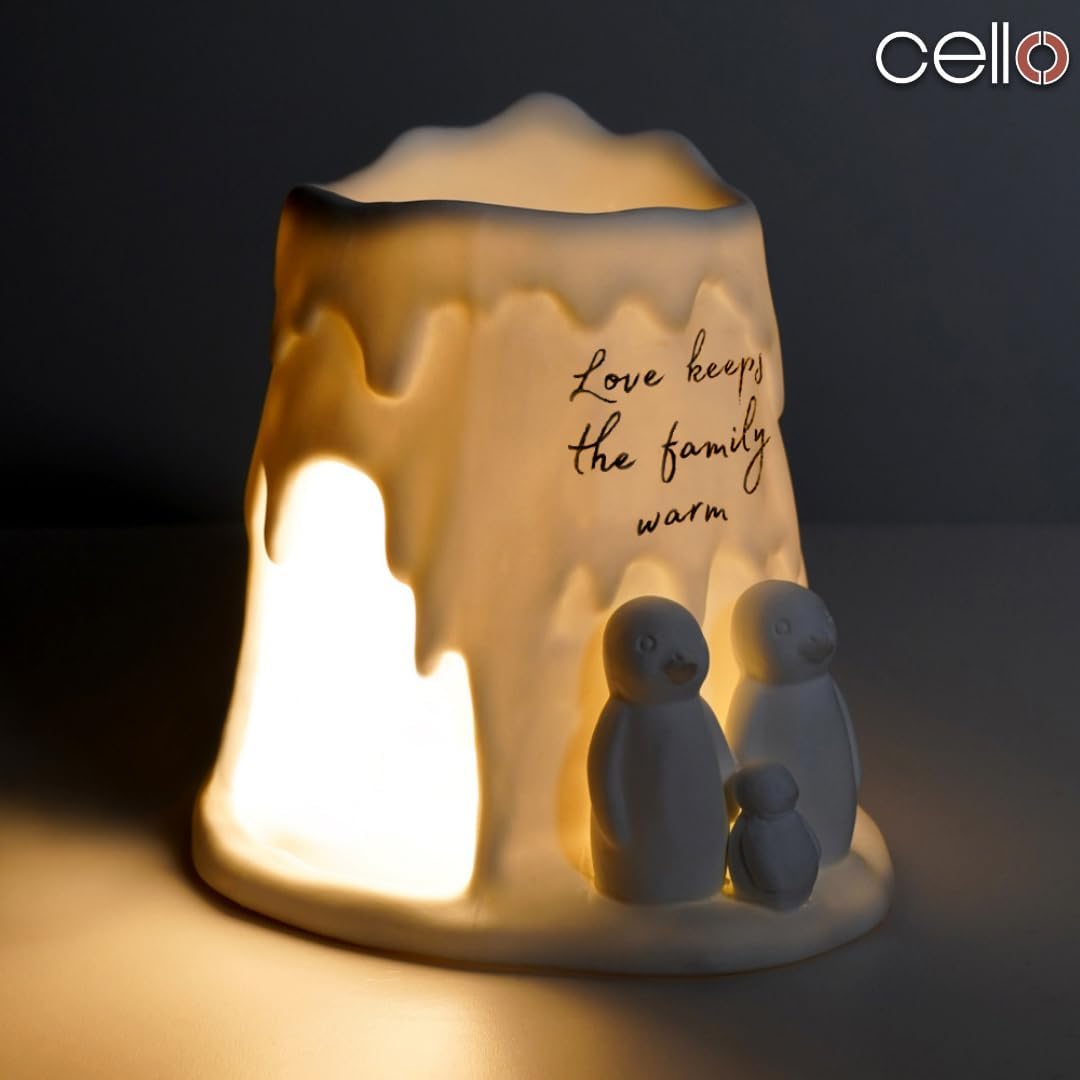 Thumbnail 4 de Cello Tealight Wax Melt & Oil Burner – Penguin Family porcelain gift