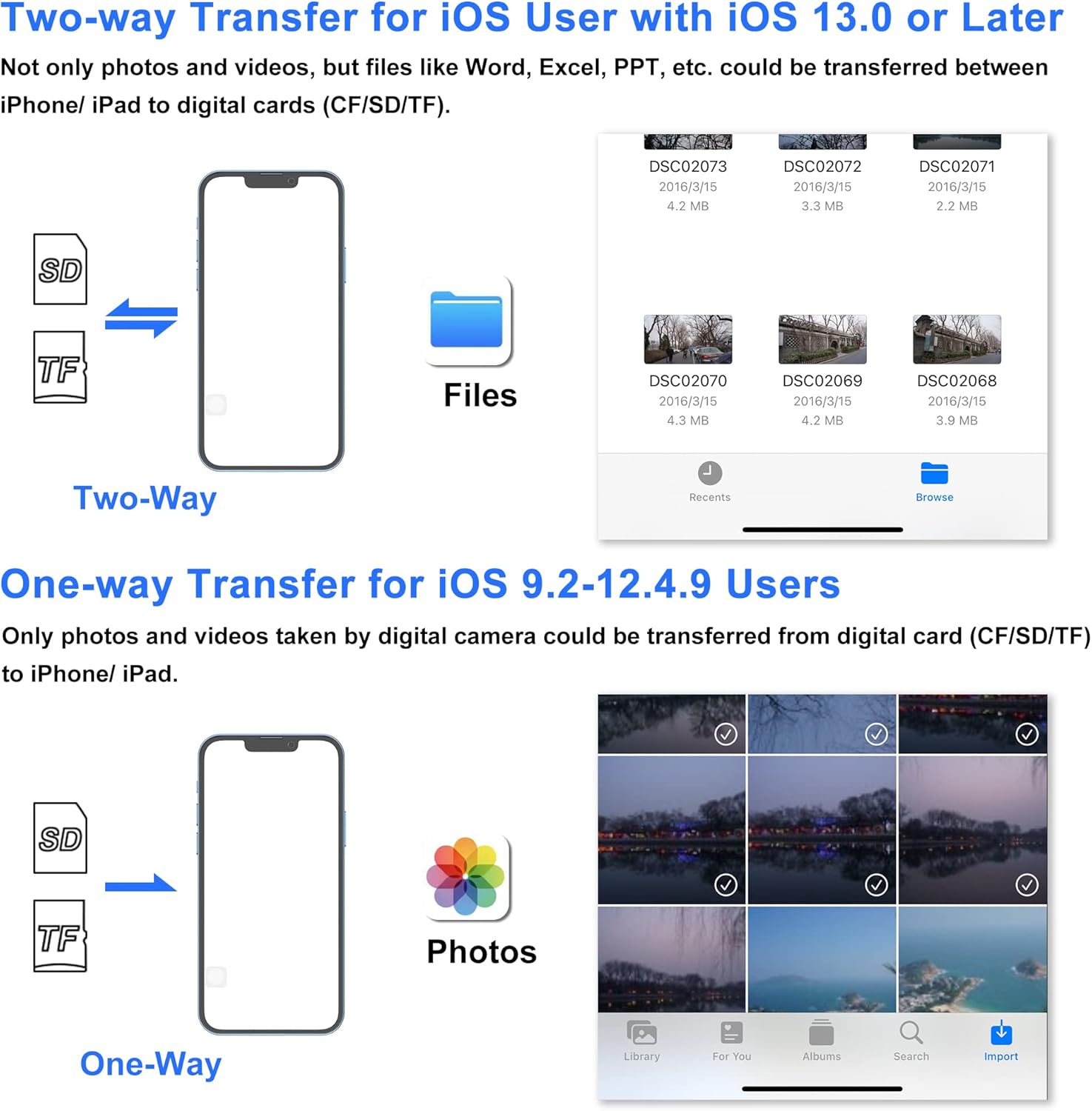 Thumbnail 5 de SD Card Reader for iPhone 2‑way Transfer