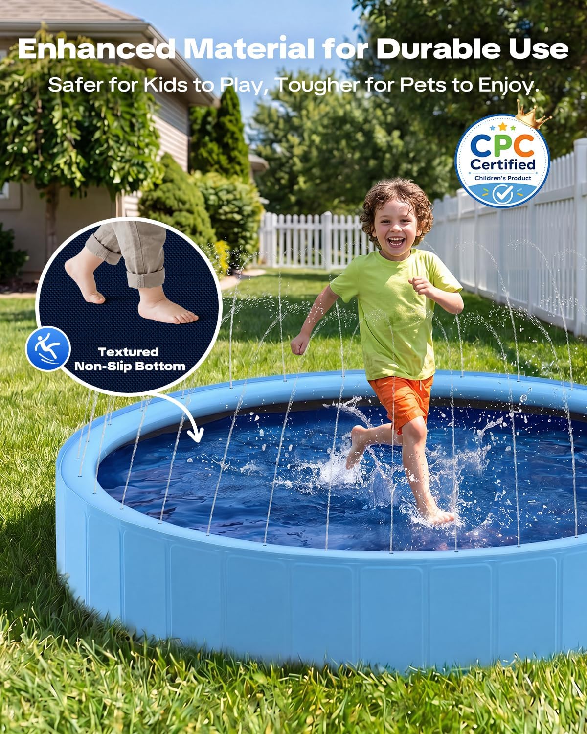 Detalle de Raxurt Dog Pool with Sprinkler (79-inch foldable PVC pet bath tub)