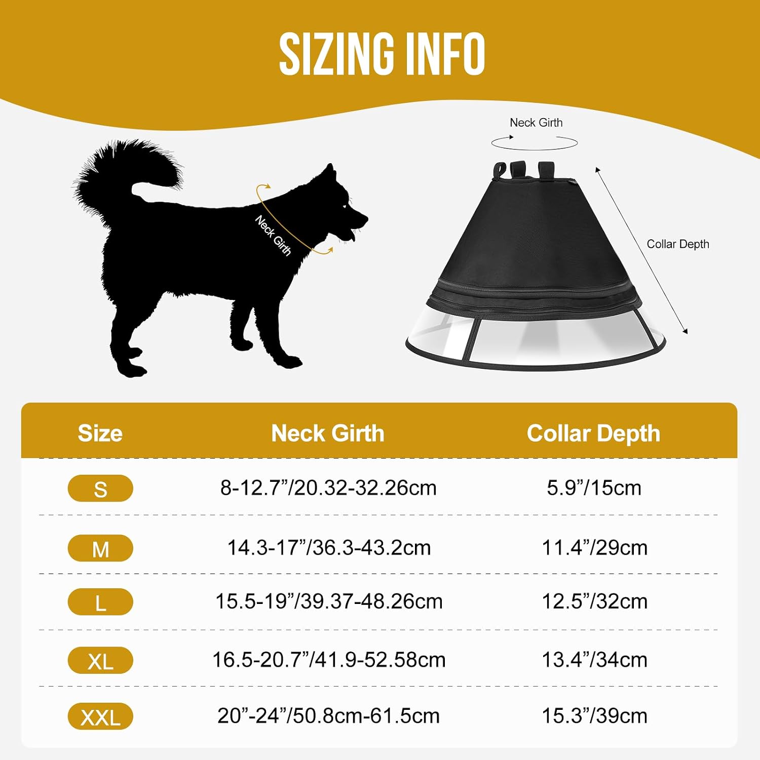 Detalle 2 de OneTigris Adjustable Dog Recovery Cone Collar (Soft Alternative Elizabethan Collar) – Black, Large