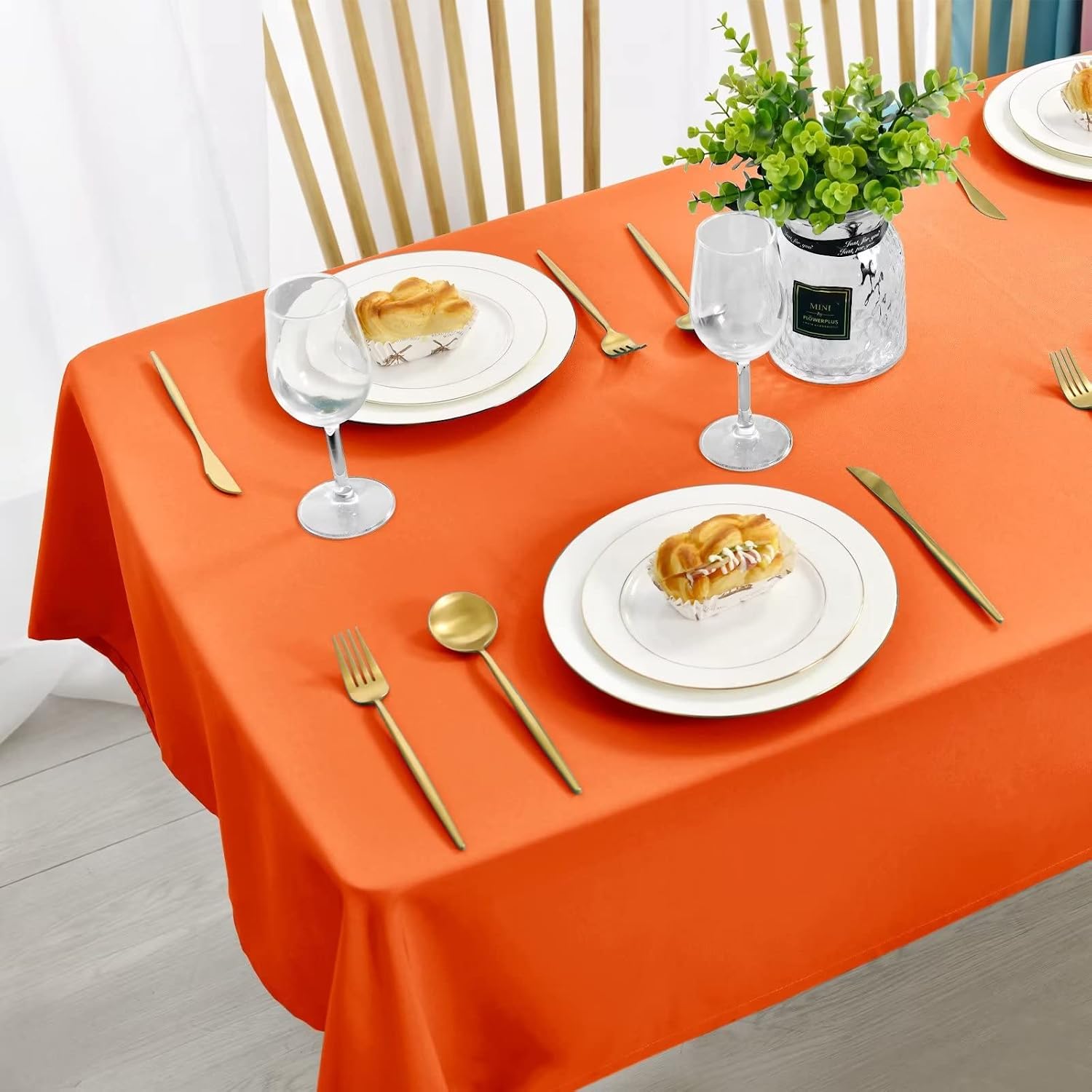 Detalle de DWCN DWDE-PWNZB-130x160-28 tafelkleed 130 x 160 cm, oranje polyester