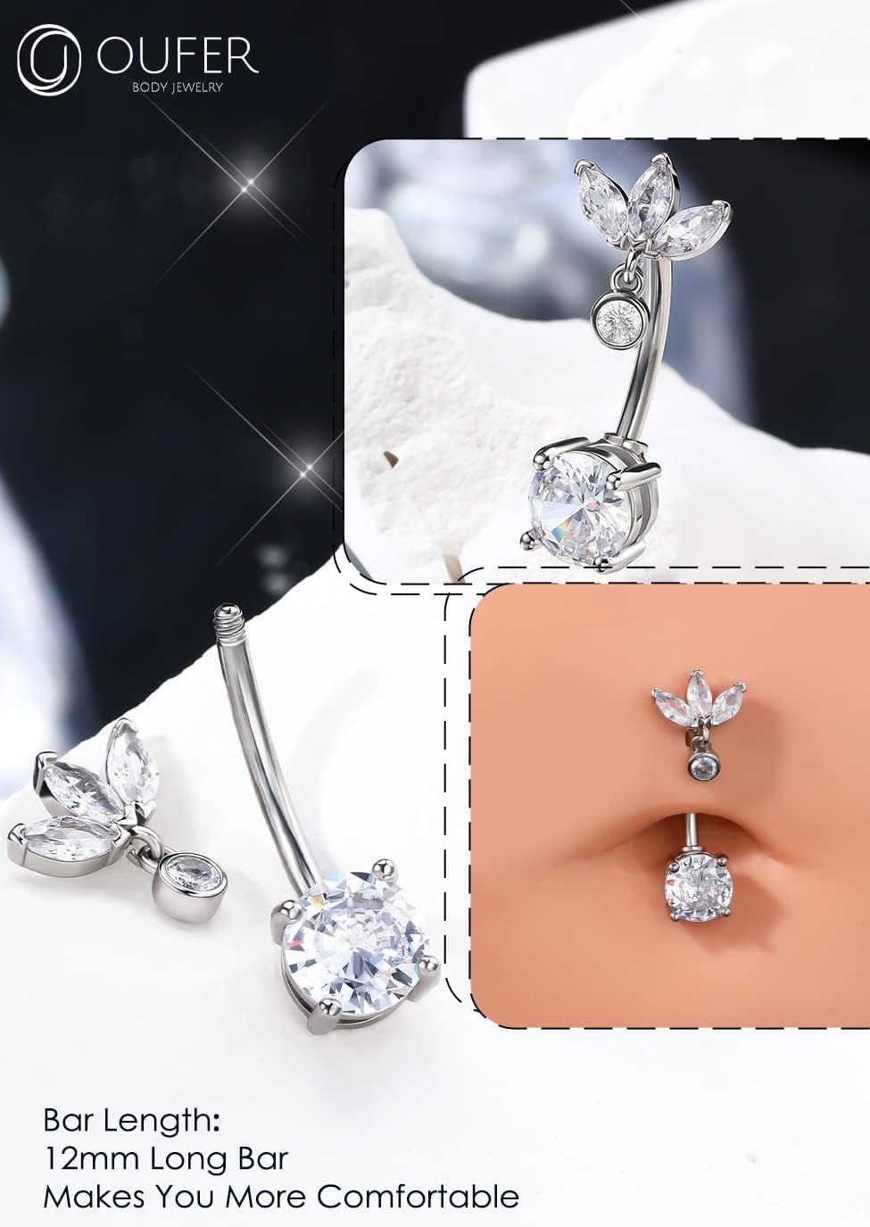 Detalle 1 de OUFER 14G Reverse Nombril Acier Chirurgical 12mm
