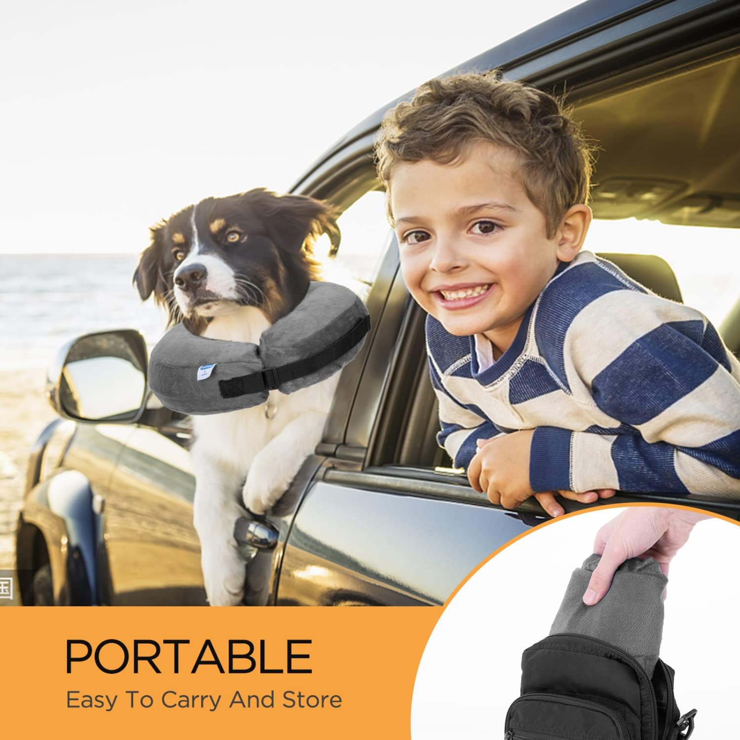 Detalle 2 de Nobleza Collare Protettivo Gonfiabile Elisabettiano per Cane e Gatto – Comfort, Protezione e Stile