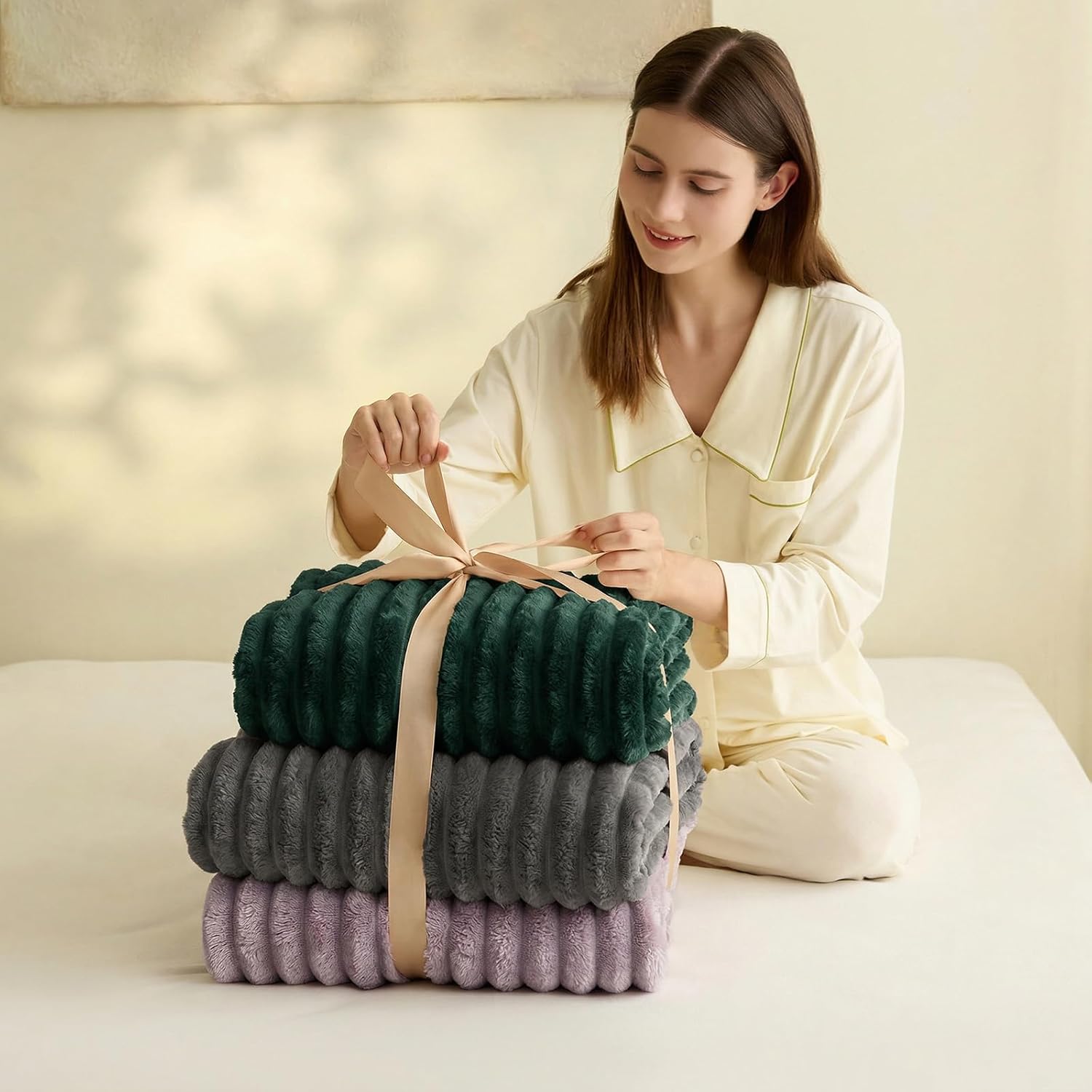 Thumbnail 6 de WAVVE Kuscheldecke Flauschig Decke 150x200 cm – Waldgrün, Microfaser-Flanell, gemütliche Couchdecke