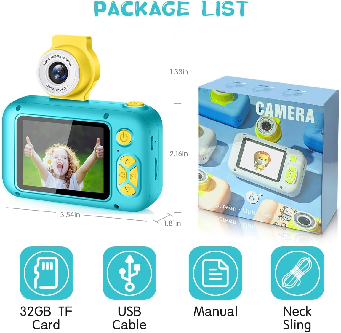 Thumbnail 6 de ARNSSIEN Kids Camera Toy 32 GB 180° Flip Lens