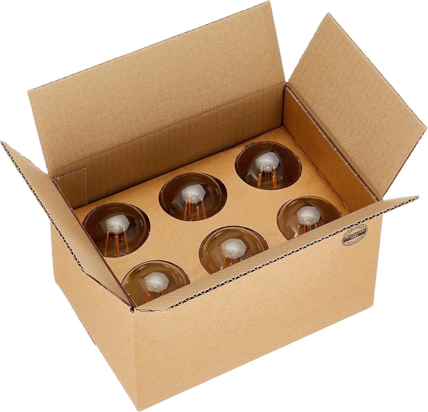 Detalle de Amazon Basics Warmweiß LED-Leuchtmittel, Edison-Sockel E27, 7 W (entspricht 60-W-Glühbirne), non-dimmbar, 6er-Pack