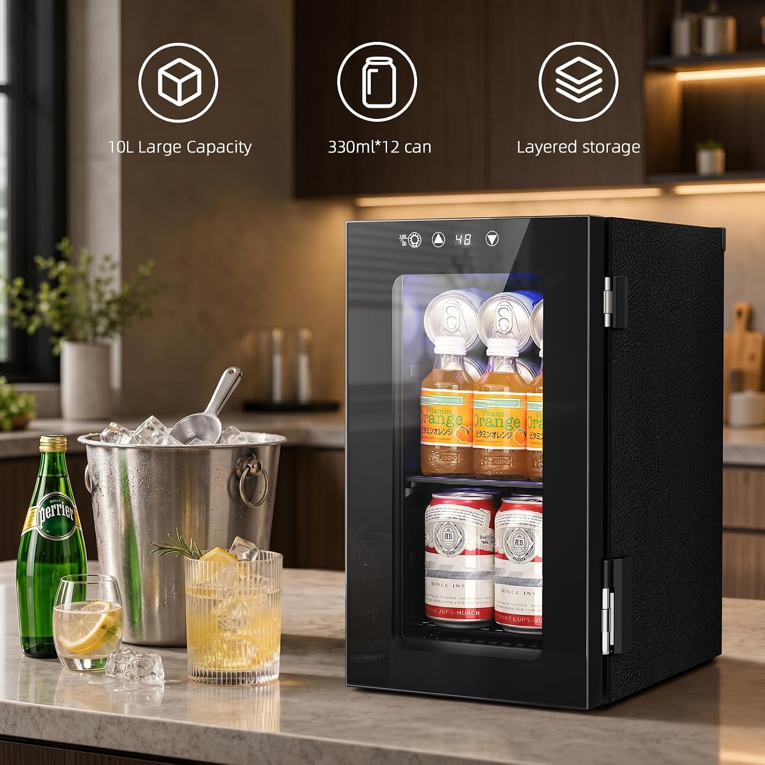 Detalle de Antarctic Star JC-10UEX-F 10L Beverage Mini Fridge with Digital Temperature Control
