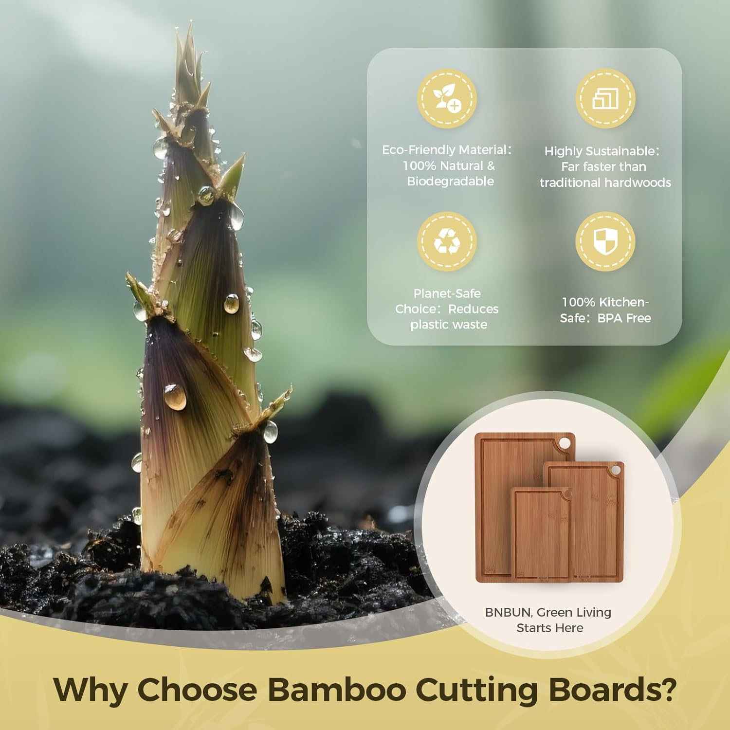 Thumbnail 6 de BNBUN Bamboo Cutting Board 3-Piece Set