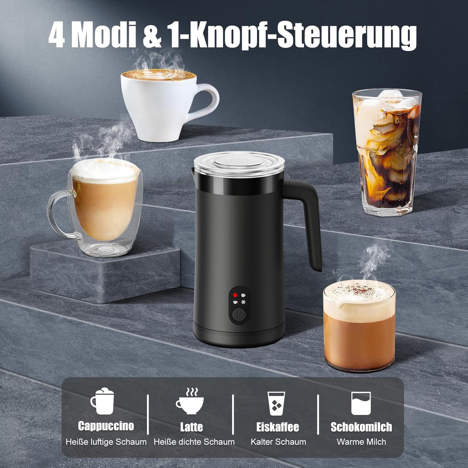 Thumbnail 1 de Ovetedot Milchaufschäumer 4-in-1 (400 ml) für heißen & kalten Milchschaum