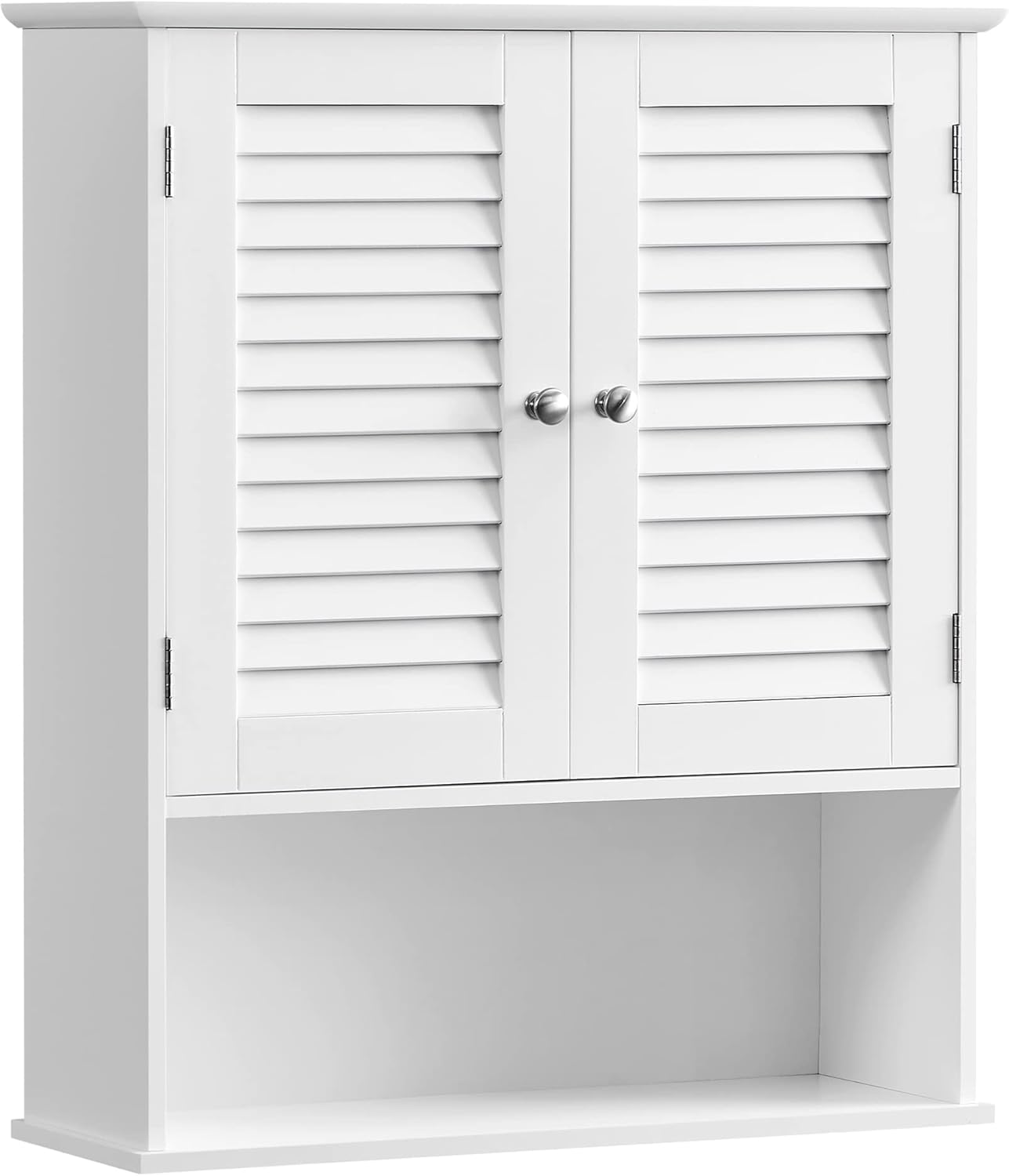 Detalle de VASAGLE Armadietto da Muro BBC27WT - Mobiletto da bagno con ante a persiana e ripiano regolabile