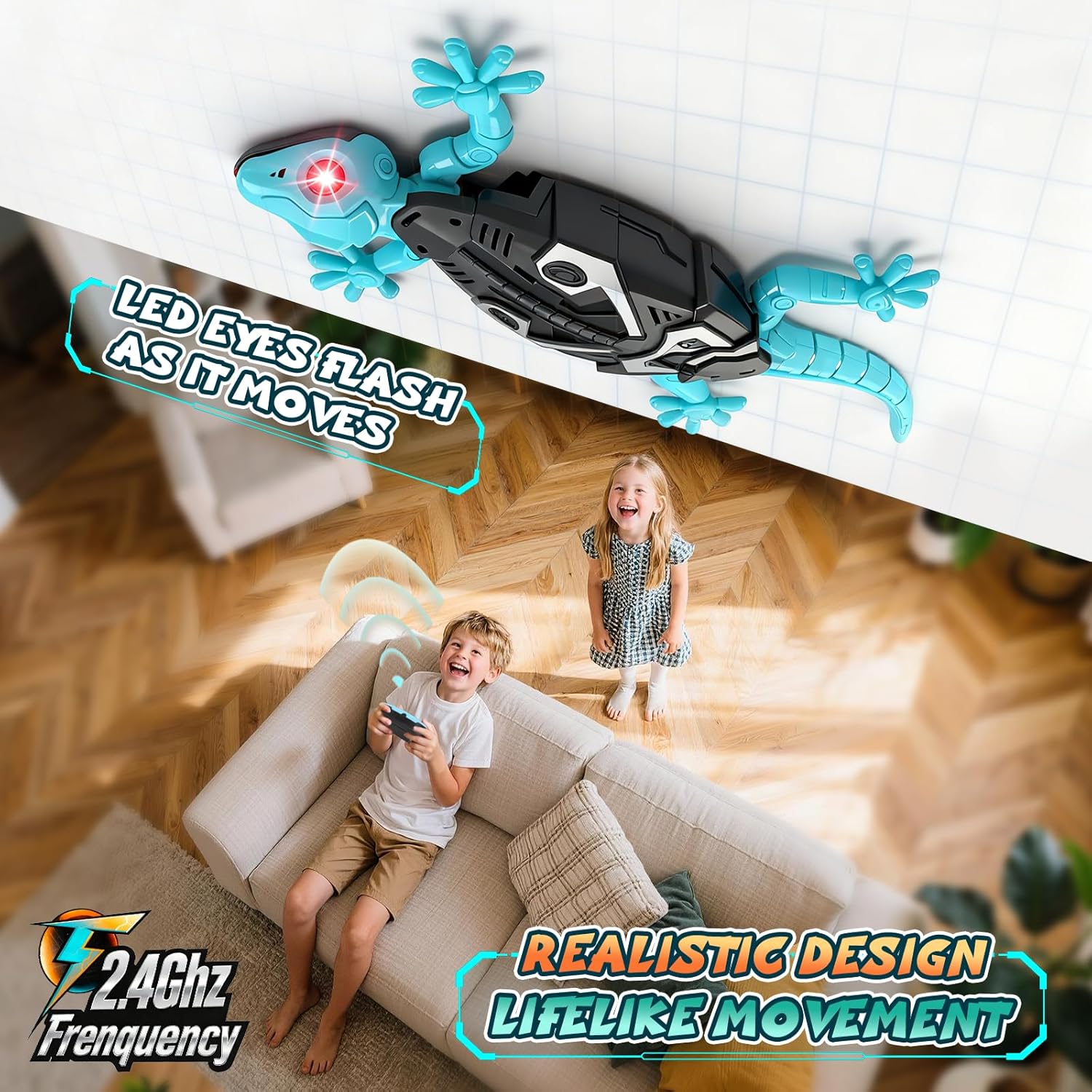 Detalle de MONKROY Wandkletternder Gecko: Ferngesteuertes, wiederaufladbares Kletter-Spielzeug für Kinder ab 3–8 Jahren