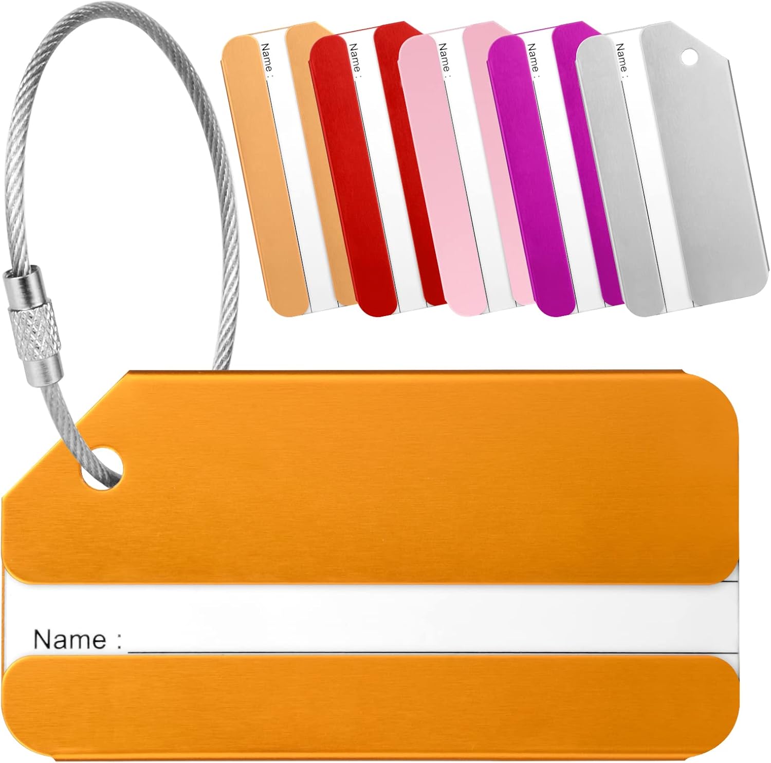 Detalle de Yizhet 6-Pack Aluminium Luggage Tags with Steel Loop – Durable, Privacy-Conscious Colourful Suitcase Labels