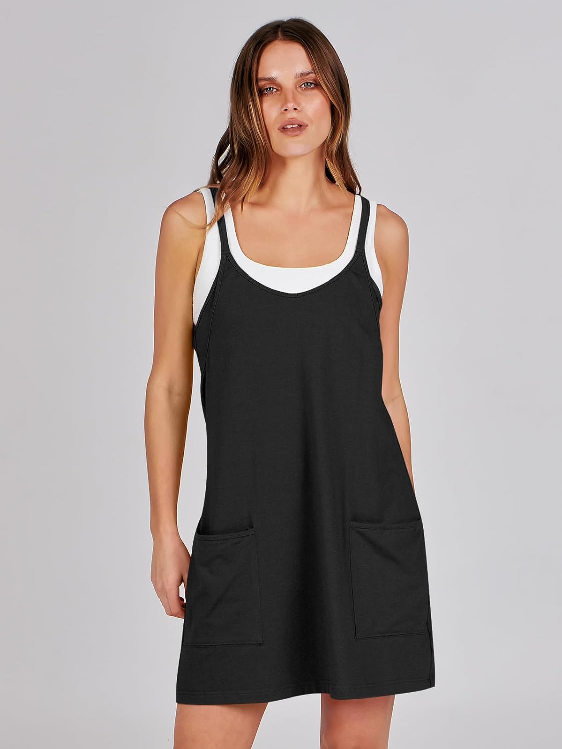 Thumbnail 2 de ANRABESS Women Athletic Dress Mini Romper with Built-in Shorts (Summer Tennis/Workout)