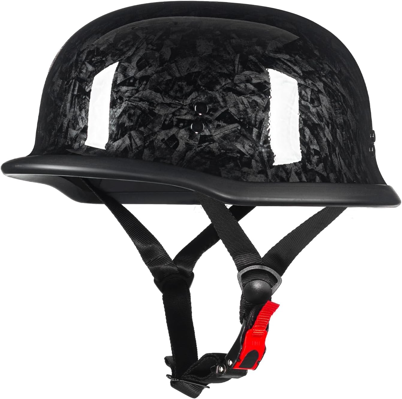 Detalle de Crown Racing German Style Half Motorcycle Helmet (Model-308) — DOT-Approved Open-Face Retro Helmet