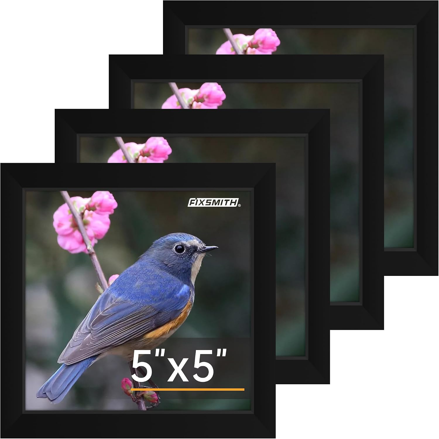 Detalle de FIXSMITH 5x5 Picture Frames, Set of 4, Black with HD Plexiglass