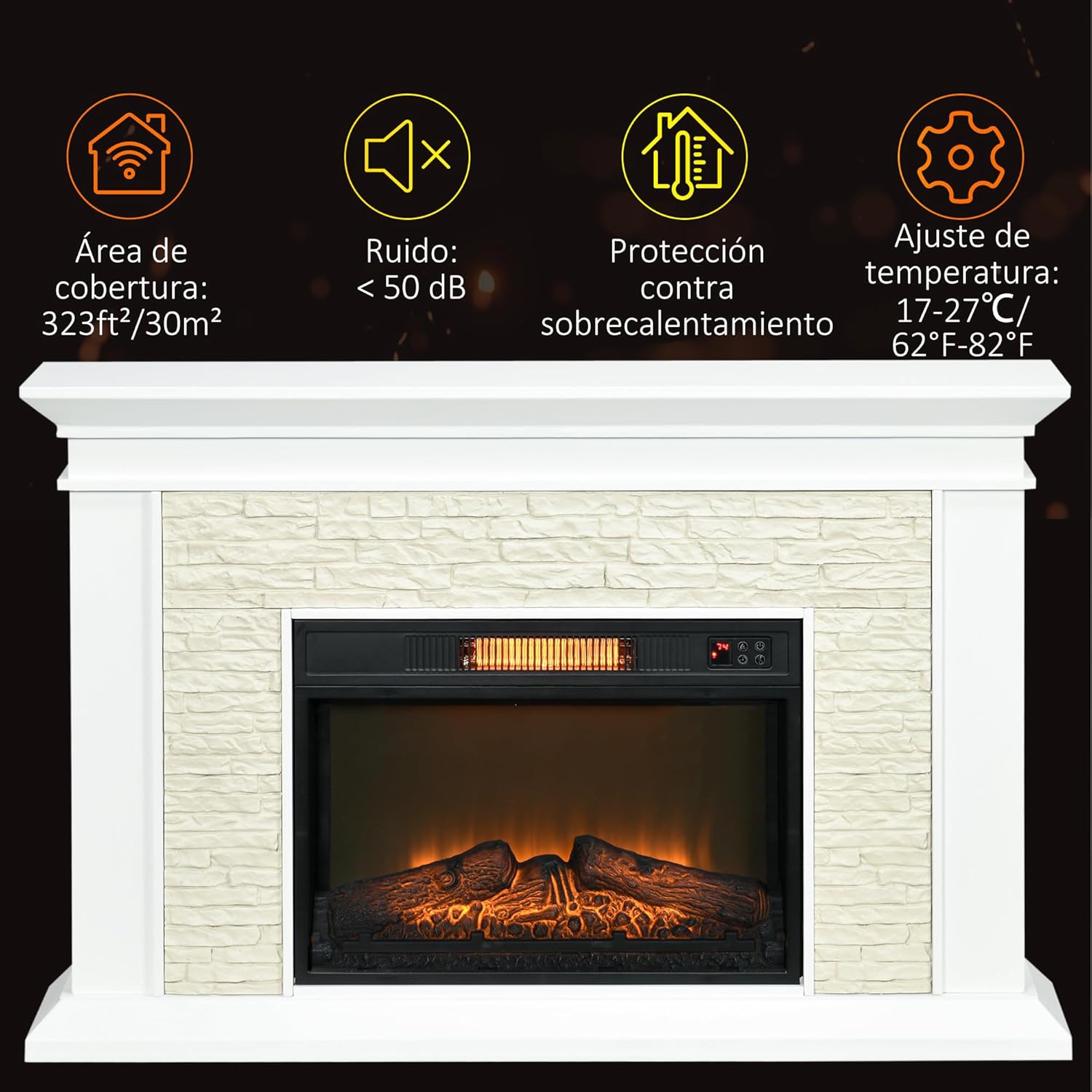 Thumbnail 5 de HOMCOM Chimenea Eléctrica 1800 W