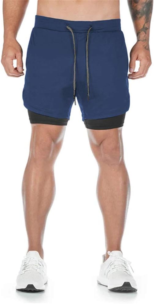Detalle de Superora Herren Laufshorts 2-in-1 mit Taschen – Sporthose für Training & Fitness