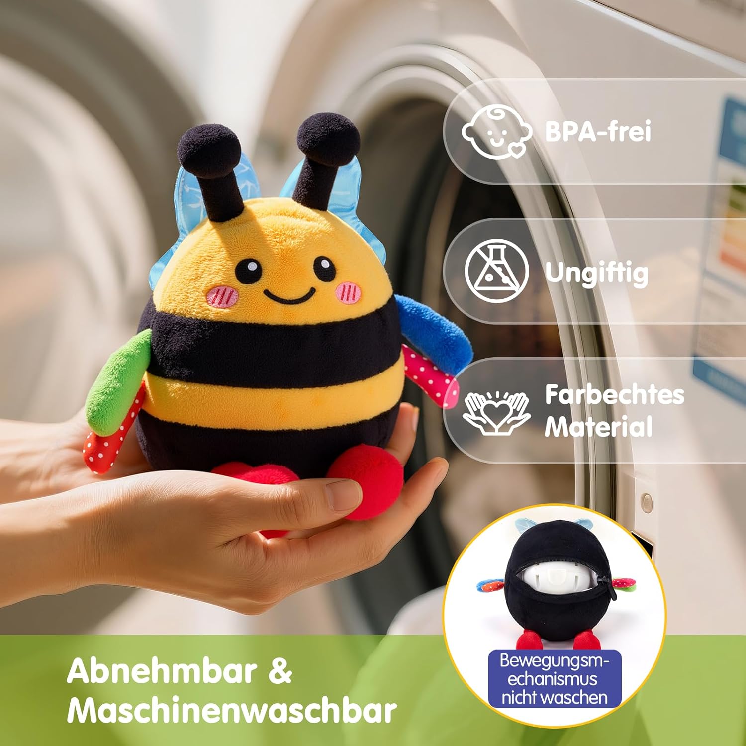 Thumbnail 5 de hahaland Biene Kuscheltier Spielzeug ab 6 Monaten 🐝?