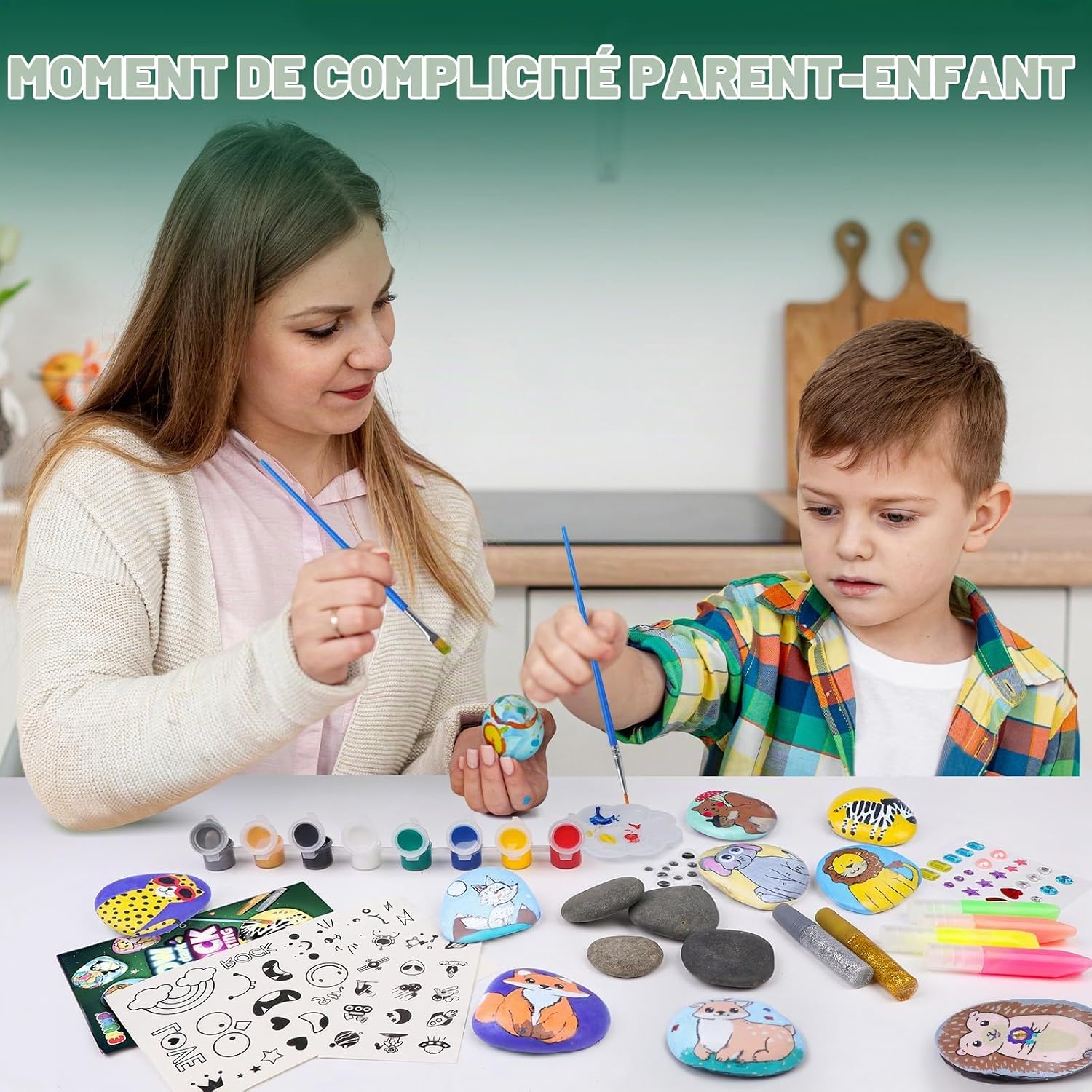 Detalle de EPUMP HHTZ01-VINE-1 steenschilderset voor kinderen met lichtgevende verf
