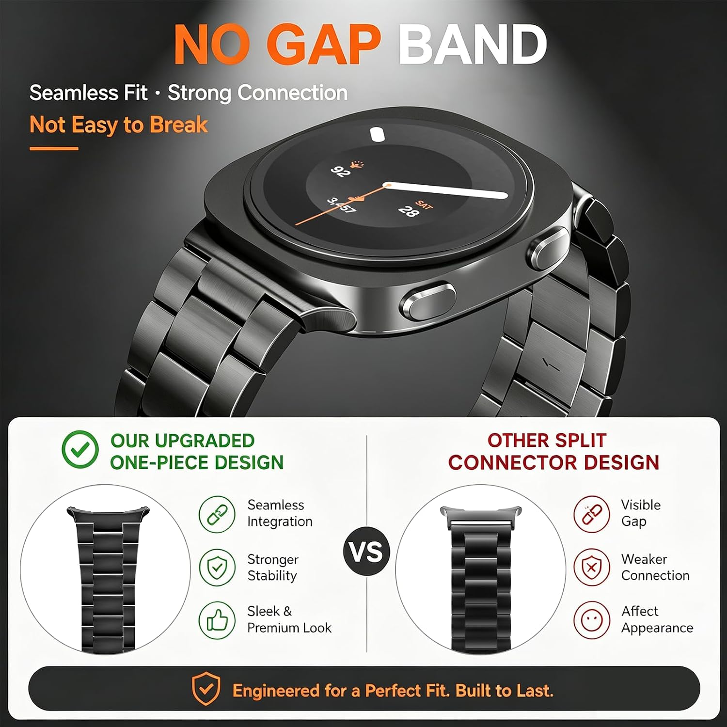 Detalle de SPGUARD Metal Band for Galaxy Watch 9/8, Stainless Steel, No-Gap Design