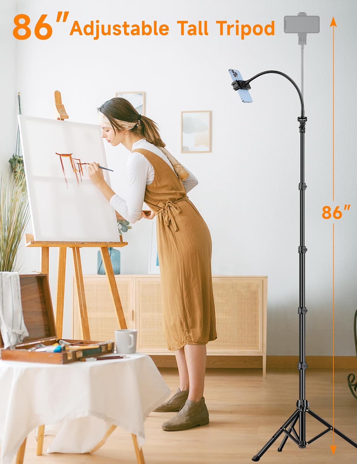 Thumbnail 1 de Victiv P18-86 Phone Tripod, 86-Inch with Flexible Gooseneck & Remote