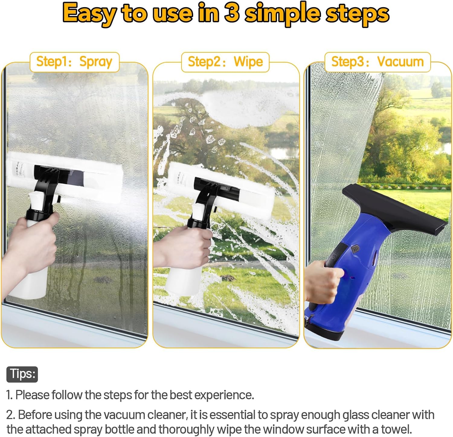 Thumbnail 5 de Eave Window Vac Kit: Upgraded Cordless Window Vacuum with 17cm & 28cm Nozzles