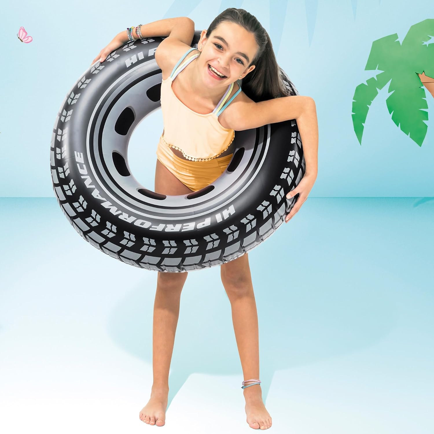Detalle de Intex Giant Tyre Swim Ring 91cm – Inflatable Car Tyre Print Pool Tube
