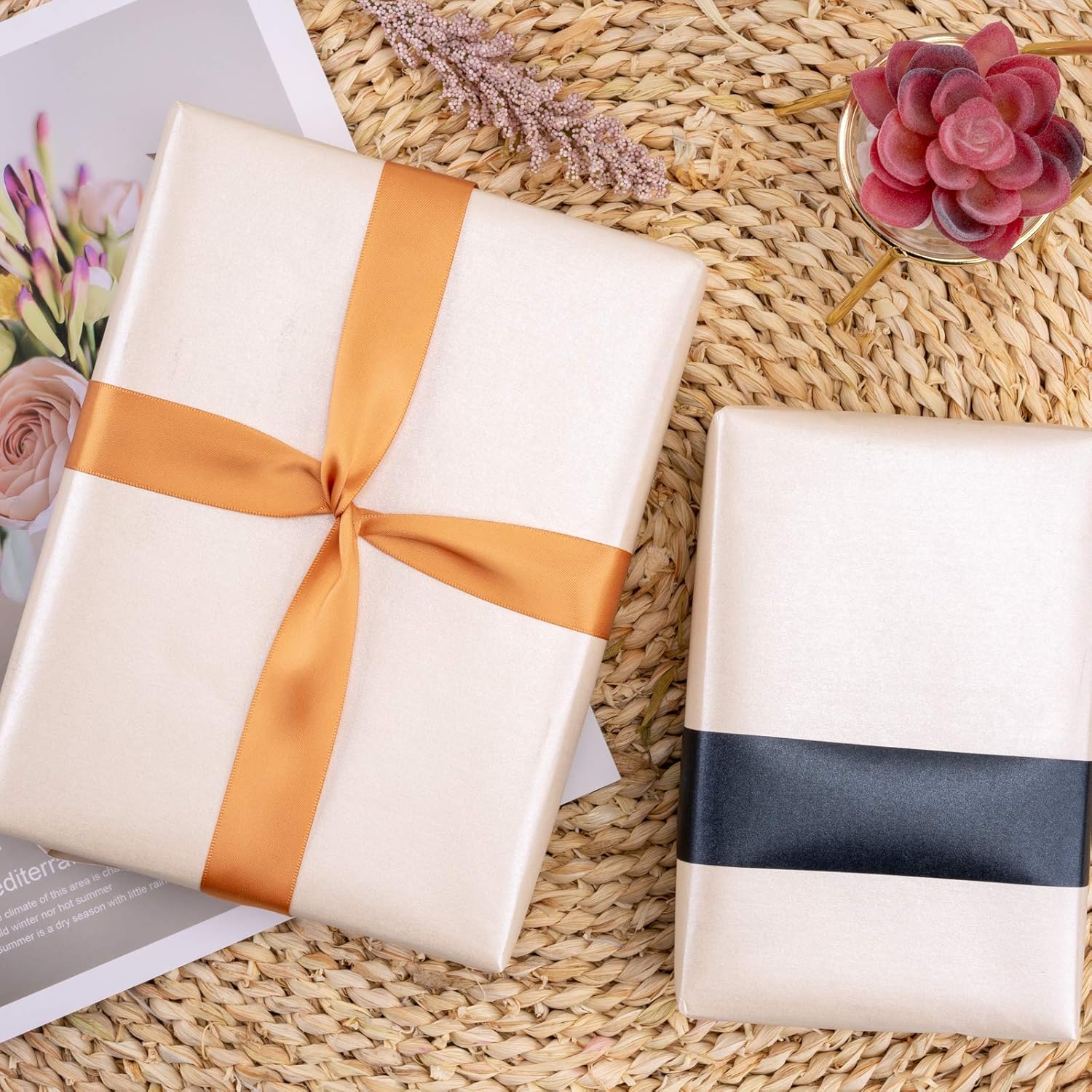 Detalle de RUSPEPA Off White Matte Wrapping Paper – Solid Color Pearly (17in x 32.8ft)