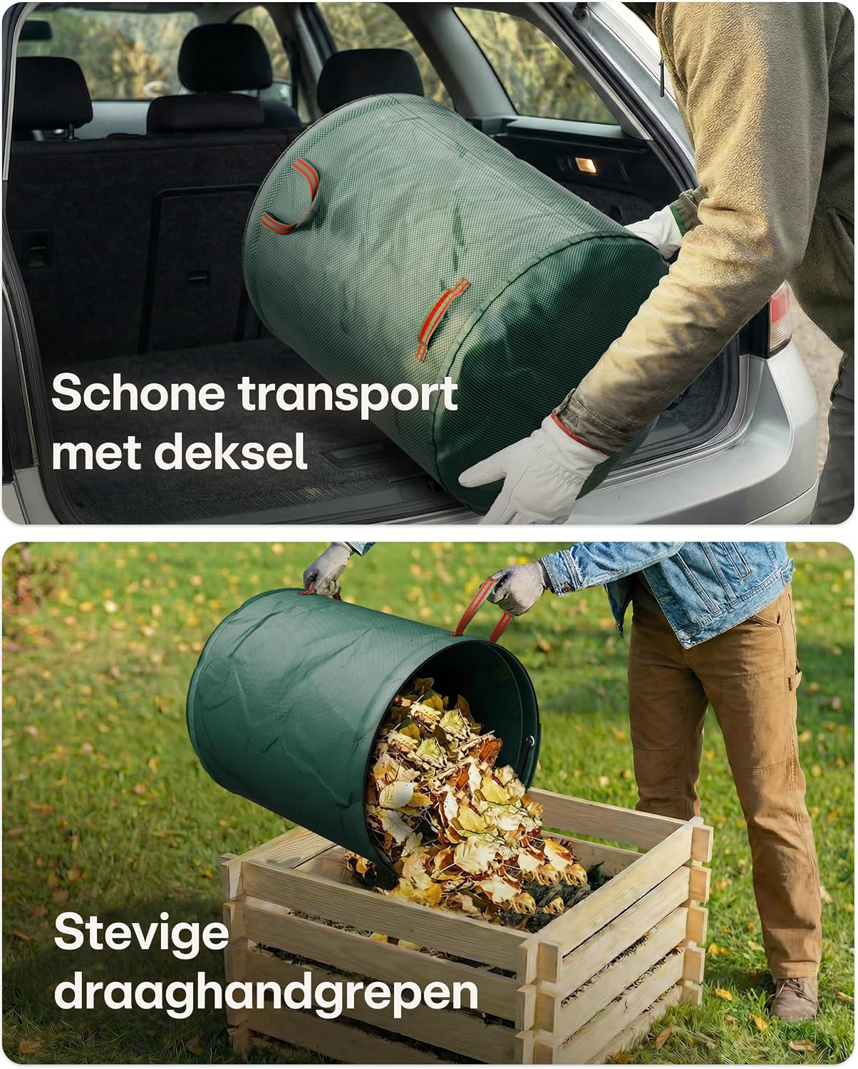 Detalle de Praknu tuinafvalzakken 300 liter, 3 stuks met deksel, rits en 4 handgrepen