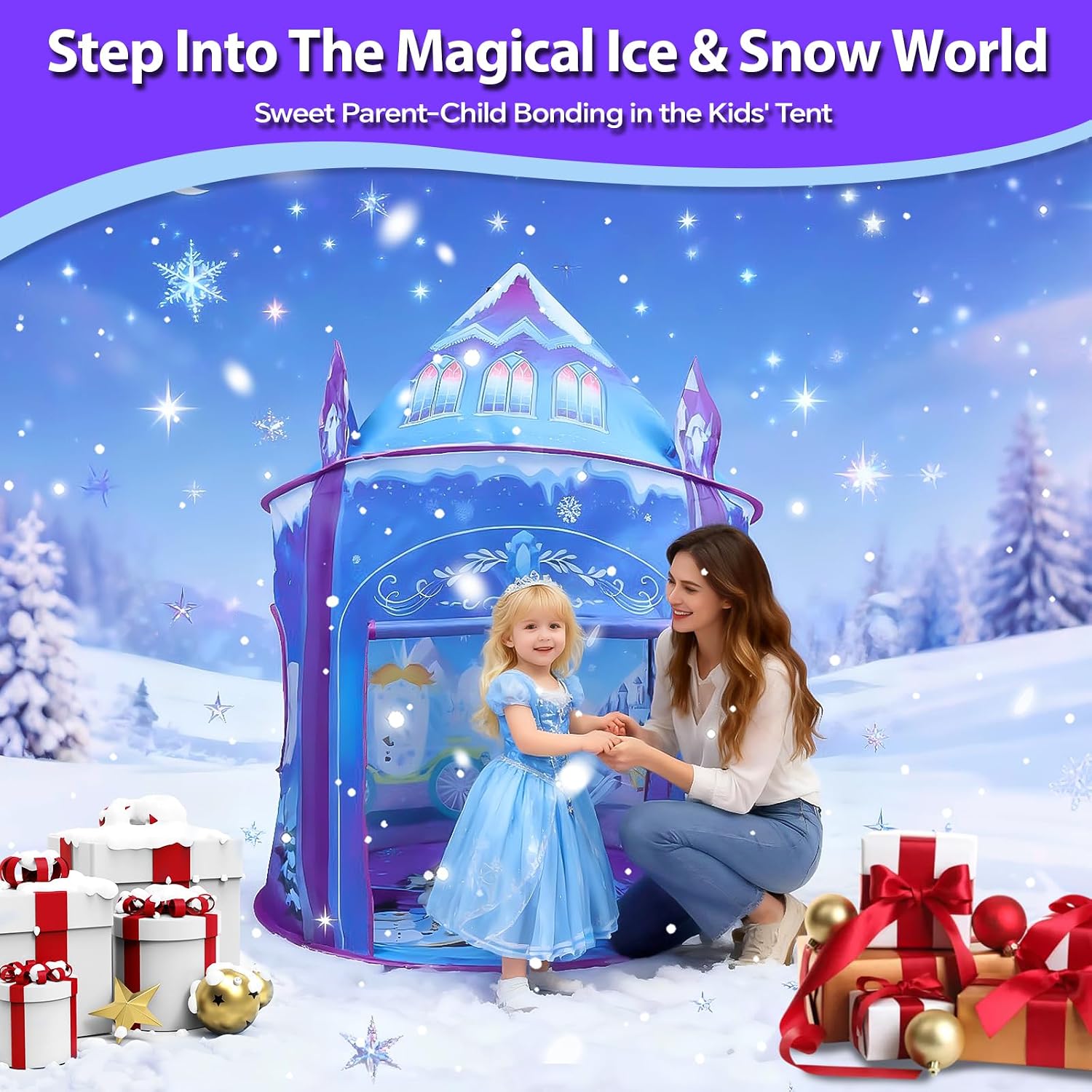 Detalle de Princess Ice Castle Play Tent for Girls (Ice Castle Wendy House) – Pop-Up Indoor/Outdoor Kids Toy Playhouse