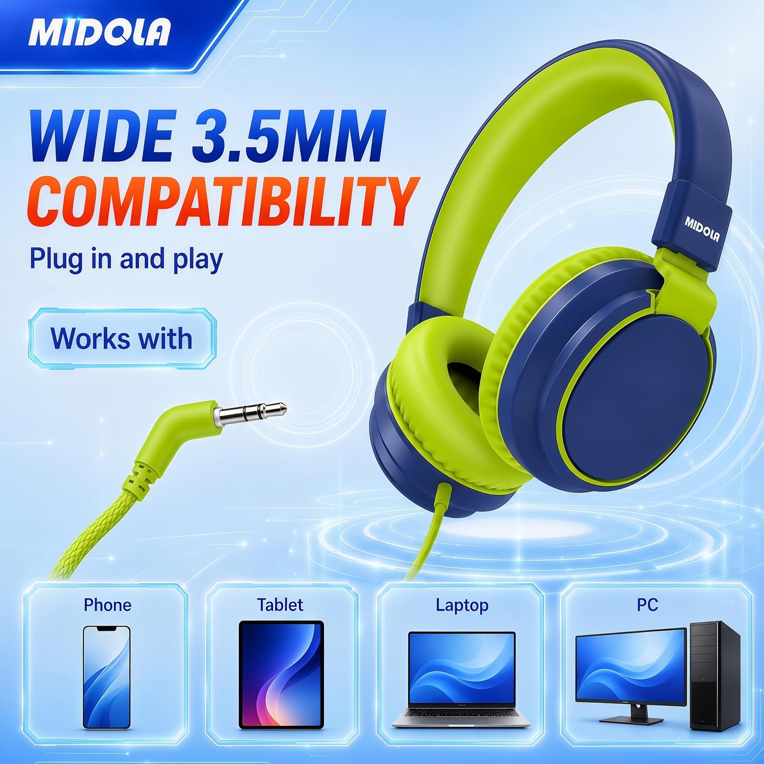 Thumbnail 5 de Midola Kids Wired Headphones with 85/94dB Limit