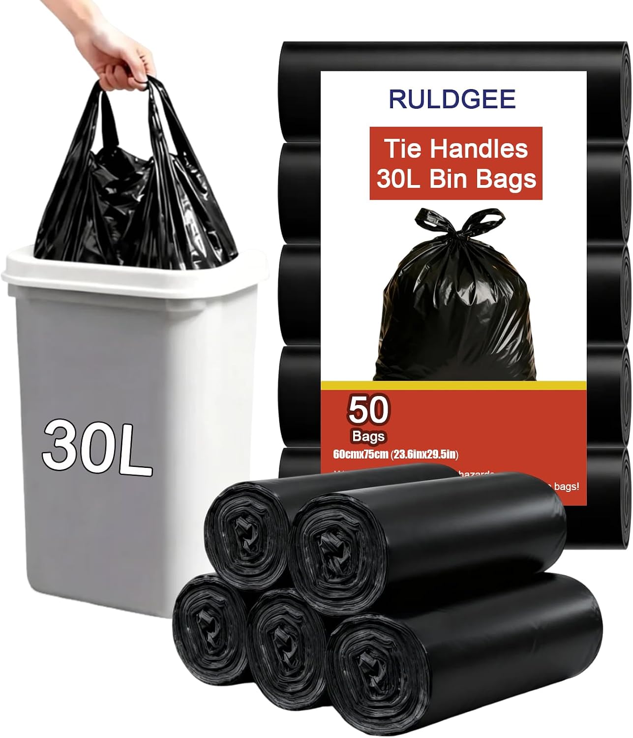 Thumbnail 6 de RULDGEE 25L Bin Liners with Tie Handles 60 Count