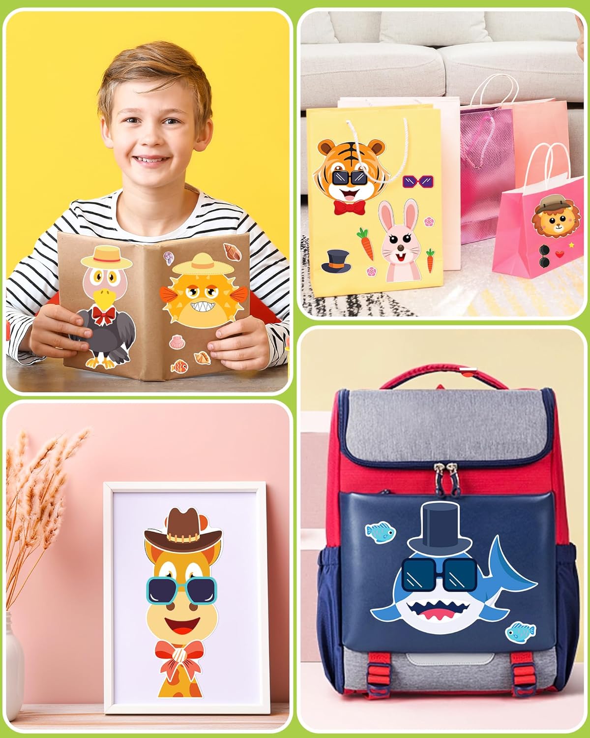 Thumbnail 1 de 24 Pcs Make Your Own Animal Sticker Sheet – Creative Face Sticker Set for Kids