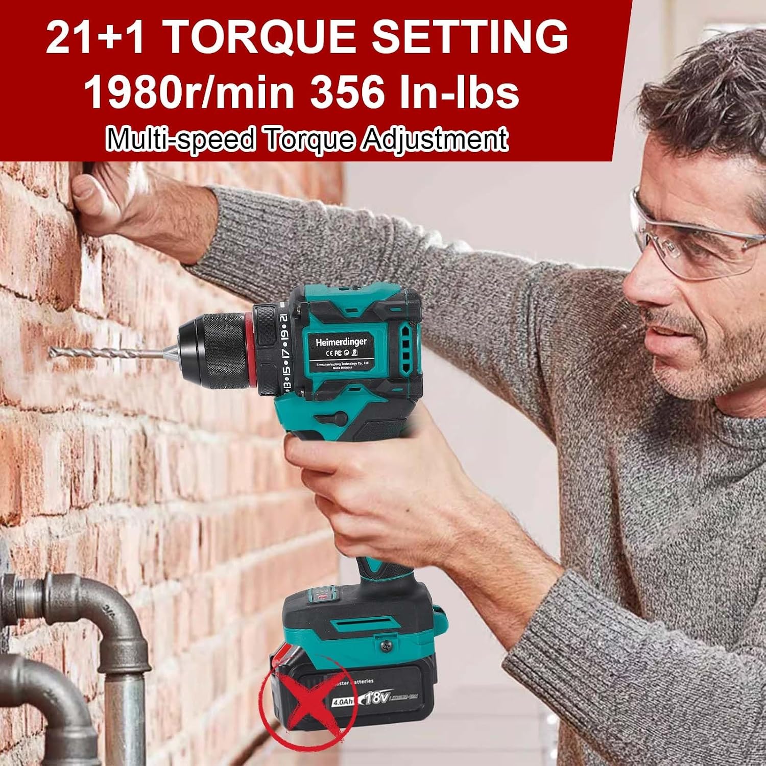 Thumbnail 2 de 40 N.m Cordless Brushless Drill Driver – Makita 18V Compatible, 10mm Keyless Chuck (Tool Only)