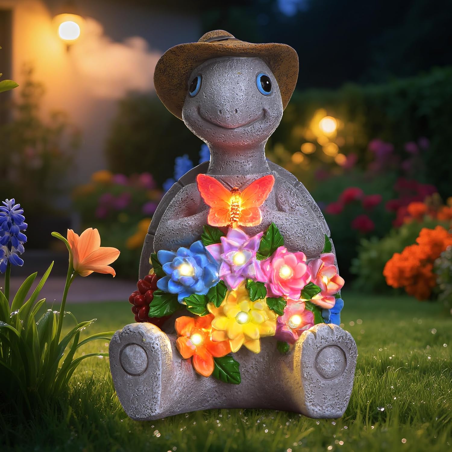 Detalle de footreal Turtle Solar Garden Ornament 19×12×10.5cm