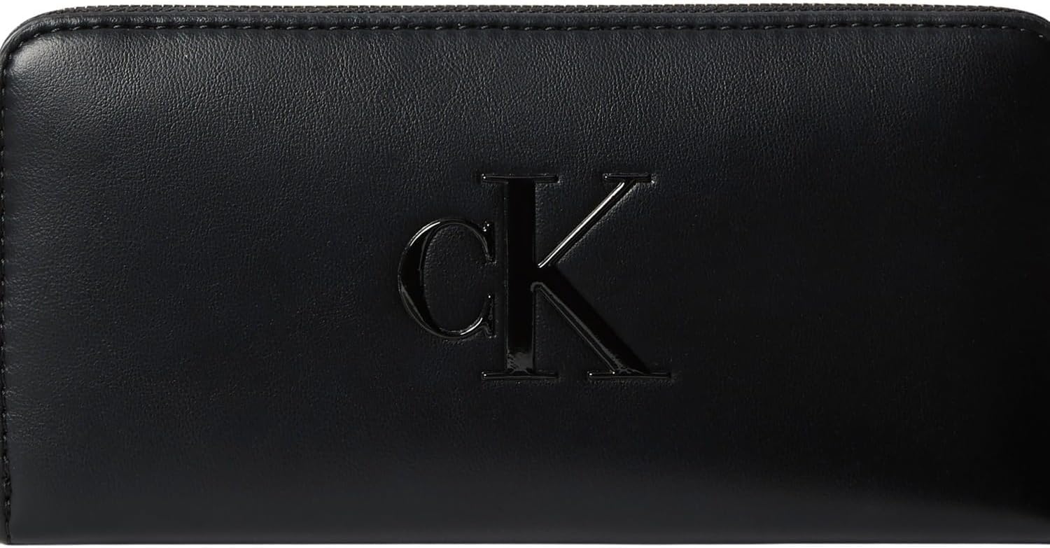 Detalle de Calvin Klein Portefeuille Femme Bold Long Zip Around avec Logo — authentique et élégant