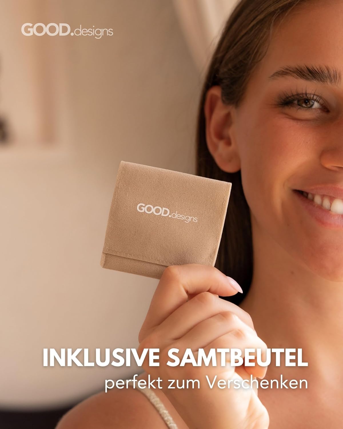 Detalle de GD GOOD.designs Perlenarmband Damen – Naturstein 4 mm, verstellbar 15–19 cm, 18K vergoldet, wasserfest