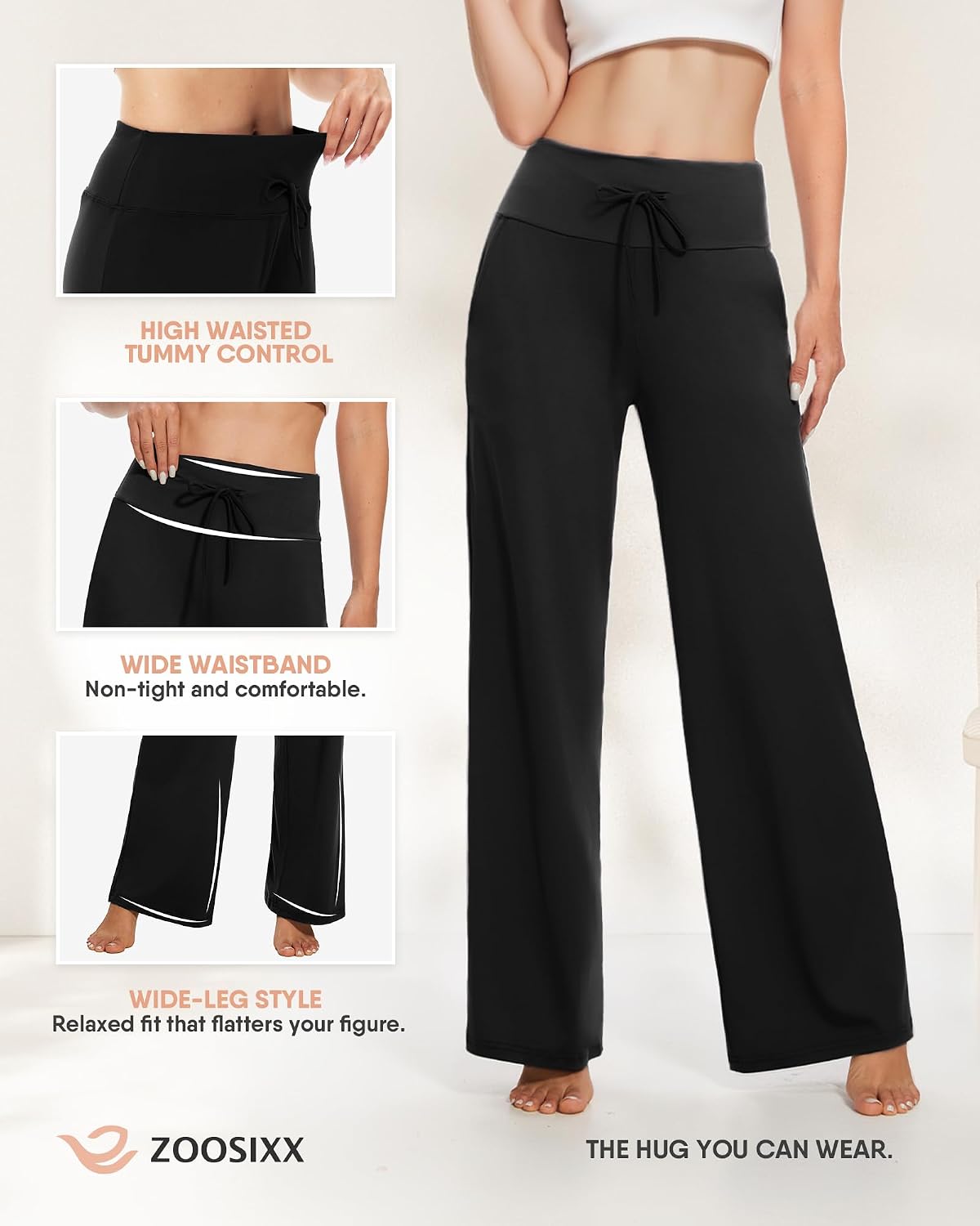 Detalle 2 de ZOOSIXX Soft Black Pajama Pants 22''
