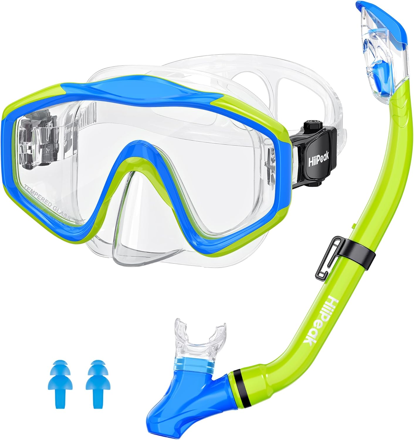 Detalle de HiiPeak Kids Snorkeling Gear: Tempered-Glass Mask with Nose Cover and Dry-Top Snorkel (Ages 5–15)