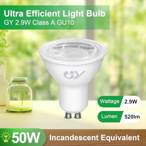 Detalle de GY Ampoules LED GU10 2,9W – équivalent 50W, 520Lm, 3000K, lot de 10