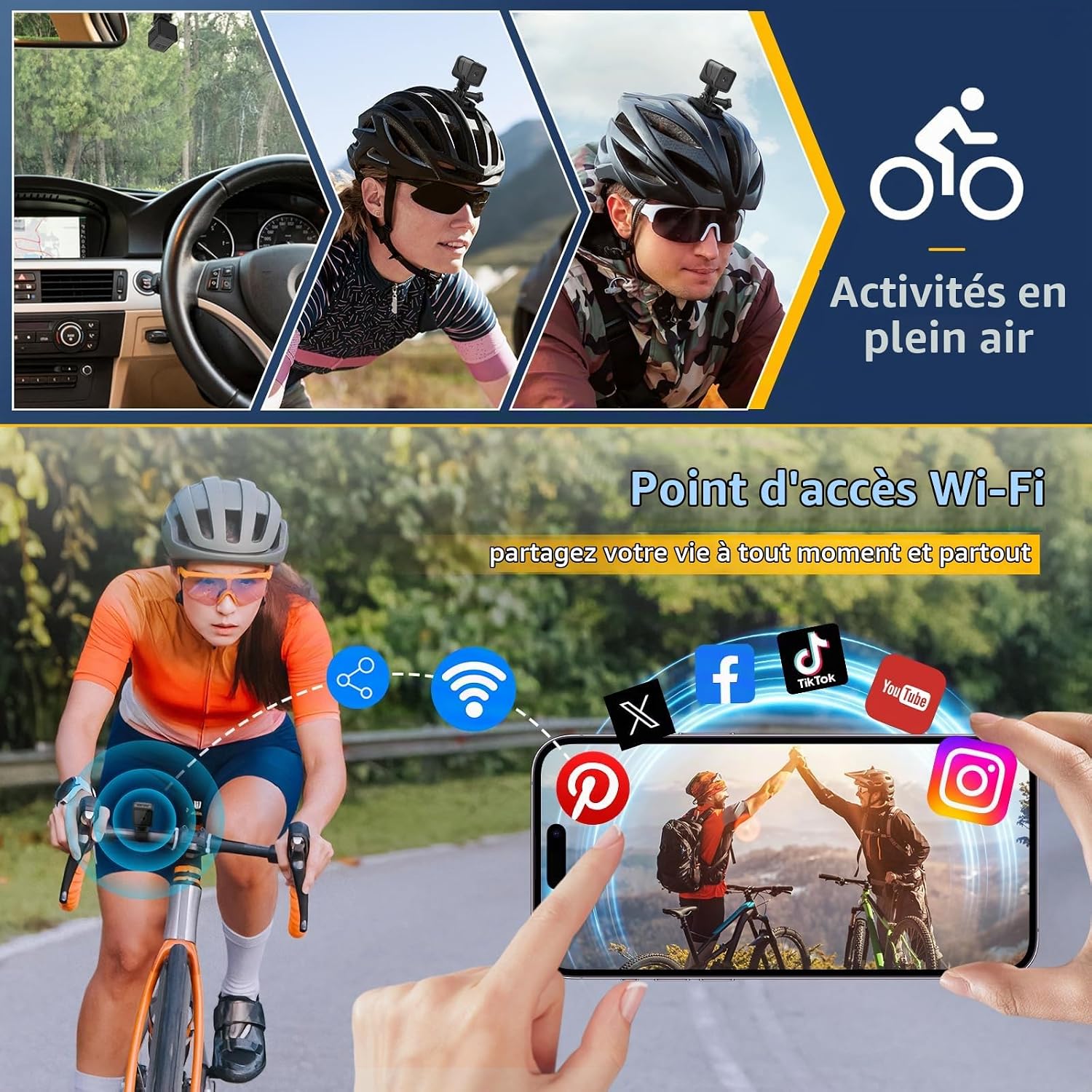 Detalle 1 de AIKER YDXJ=FBA2 motorcamera met wifi, IP66 en 120° groothoek