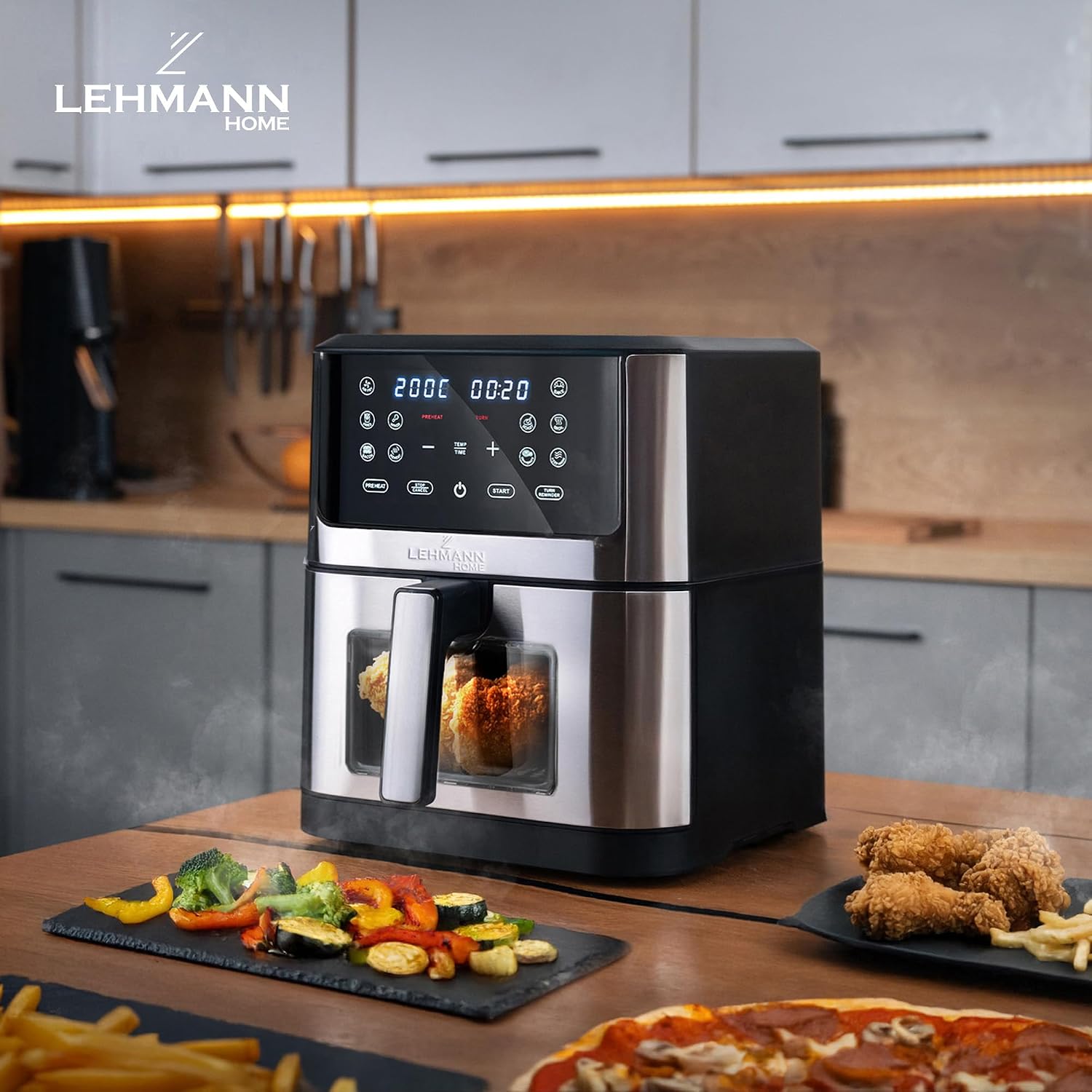 Thumbnail 1 de LEHMANN Friggitrice ad Aria 8 Litri XXL, 1800 W con Finestra di Visualizzazione e 12 Programmi