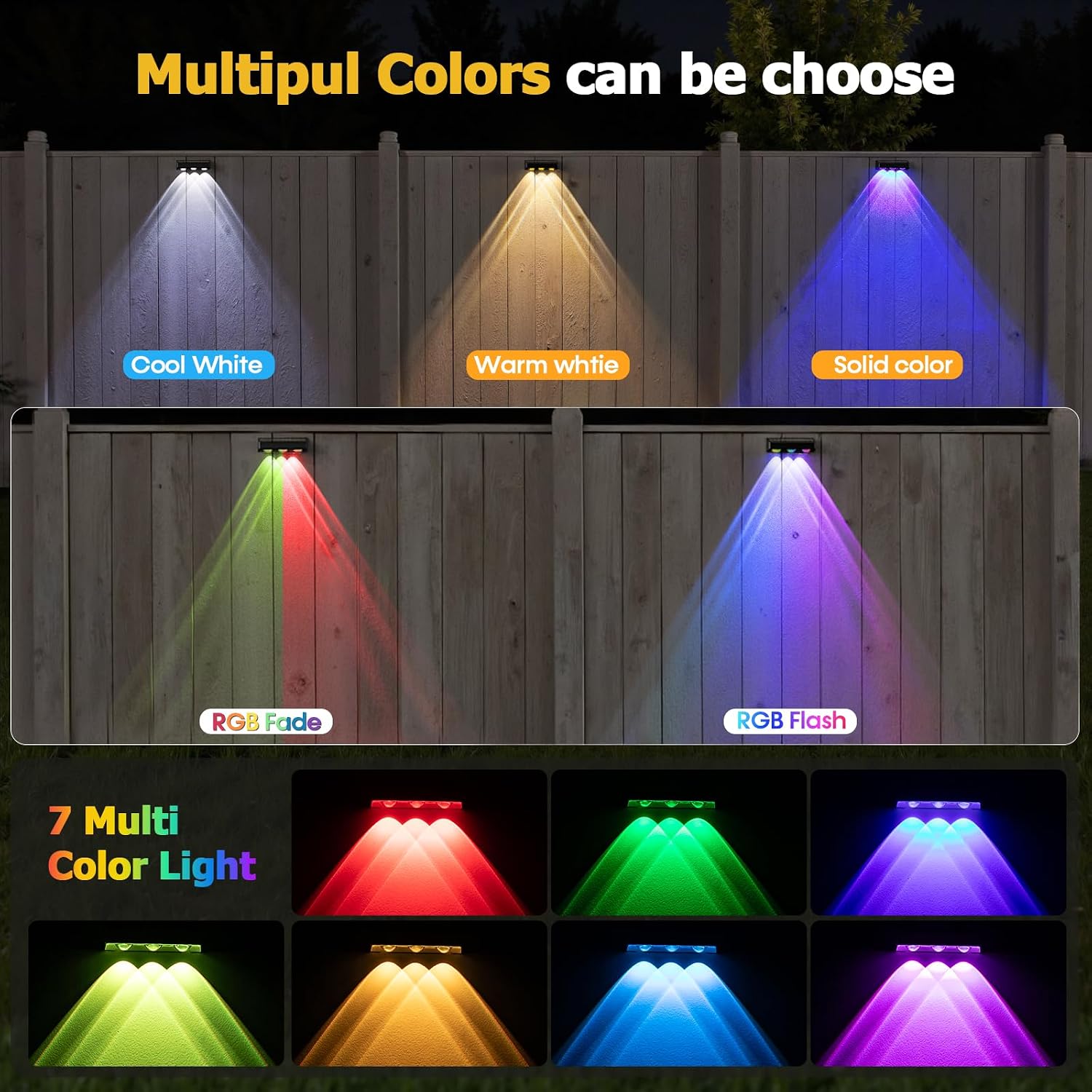 Thumbnail 1 de NIORSUN Solar Fence Lights, 6-Pack: RGB Outdoor Deck Lights with IP65 Waterproofing