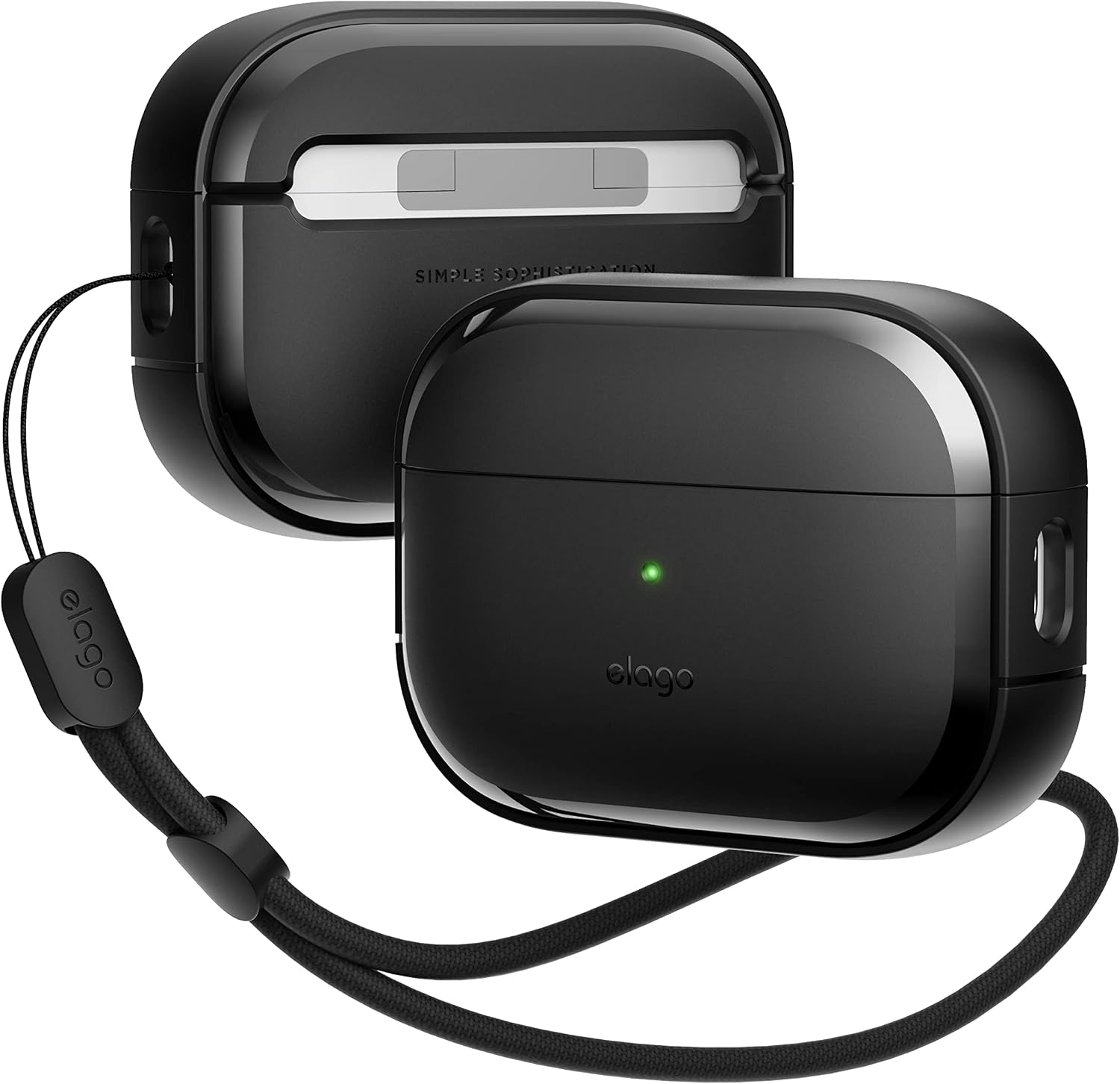 Detalle de elago EDC coque compatible AirPods Pro 2 : étui TPU absorbant les chocs avec courroie (noir)