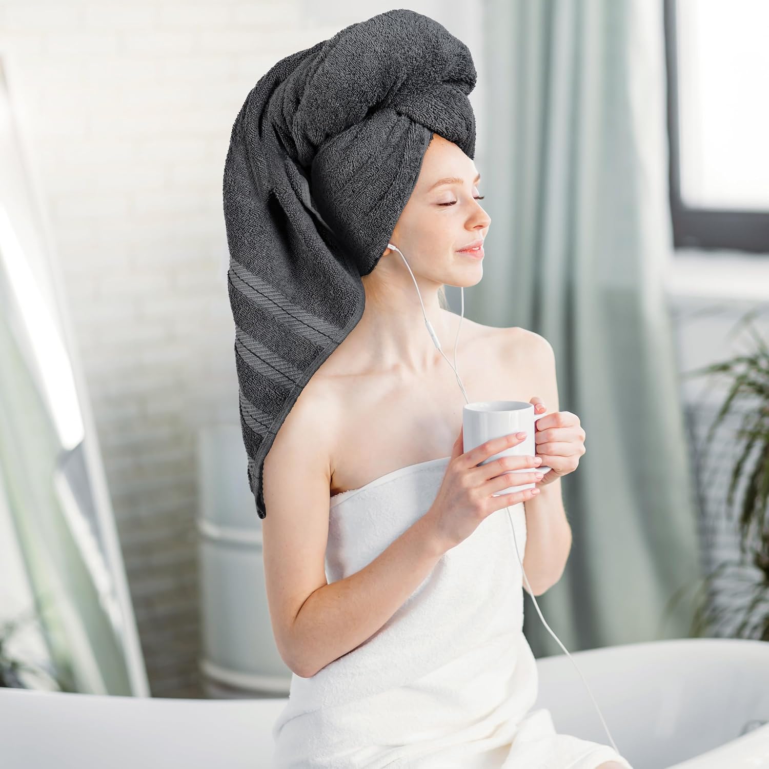 Detalle de Utopia Towels UT01197US XL Bath Towels, 30 x 60 in, 100% Cotton, Grey