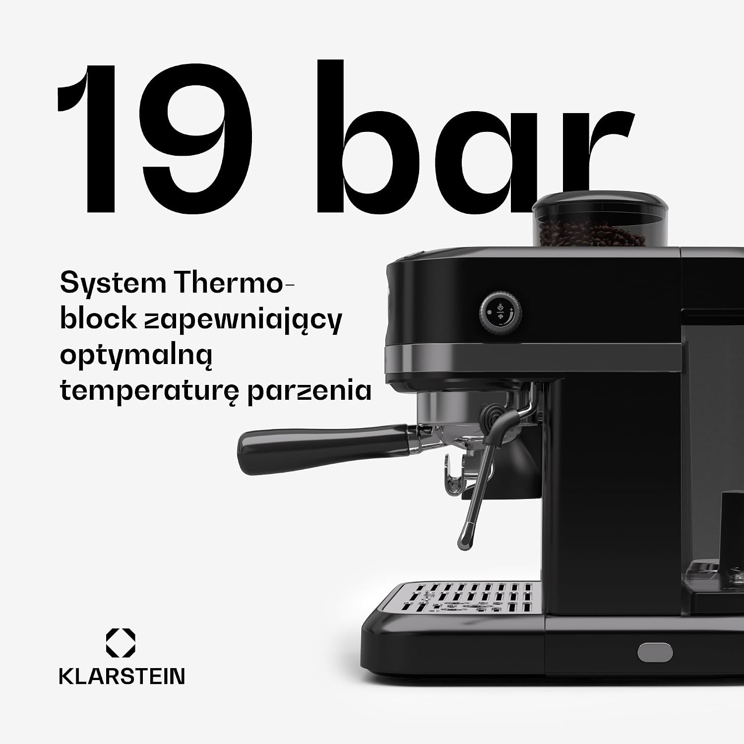Detalle 2 de Klarstein 4060656534126 Bella Café espresso machine with grinder and milk frother