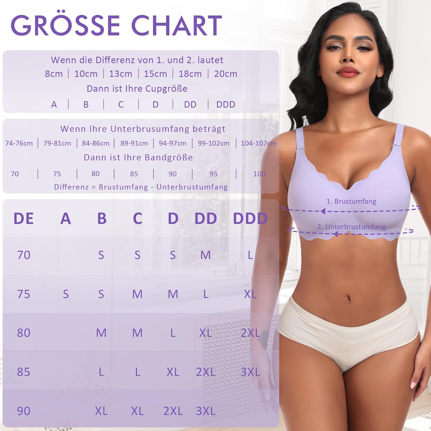 Thumbnail 5 de Ganado Damen Nahtloser Bügelloser BH ohne Bügel, Tiefes V-Ausschnitt Bralette – Made für Komfort und Alltagslook