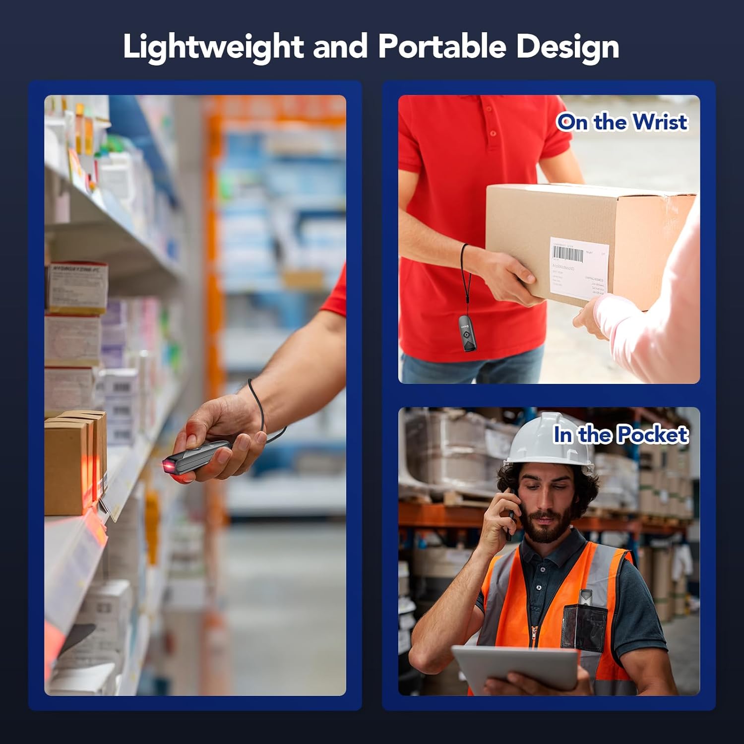 Thumbnail 1 de Eyoyo Bluetooth 2D&1D Barcode Scanner – Portable wireless mini reader with 2.4G, Bluetooth and USB