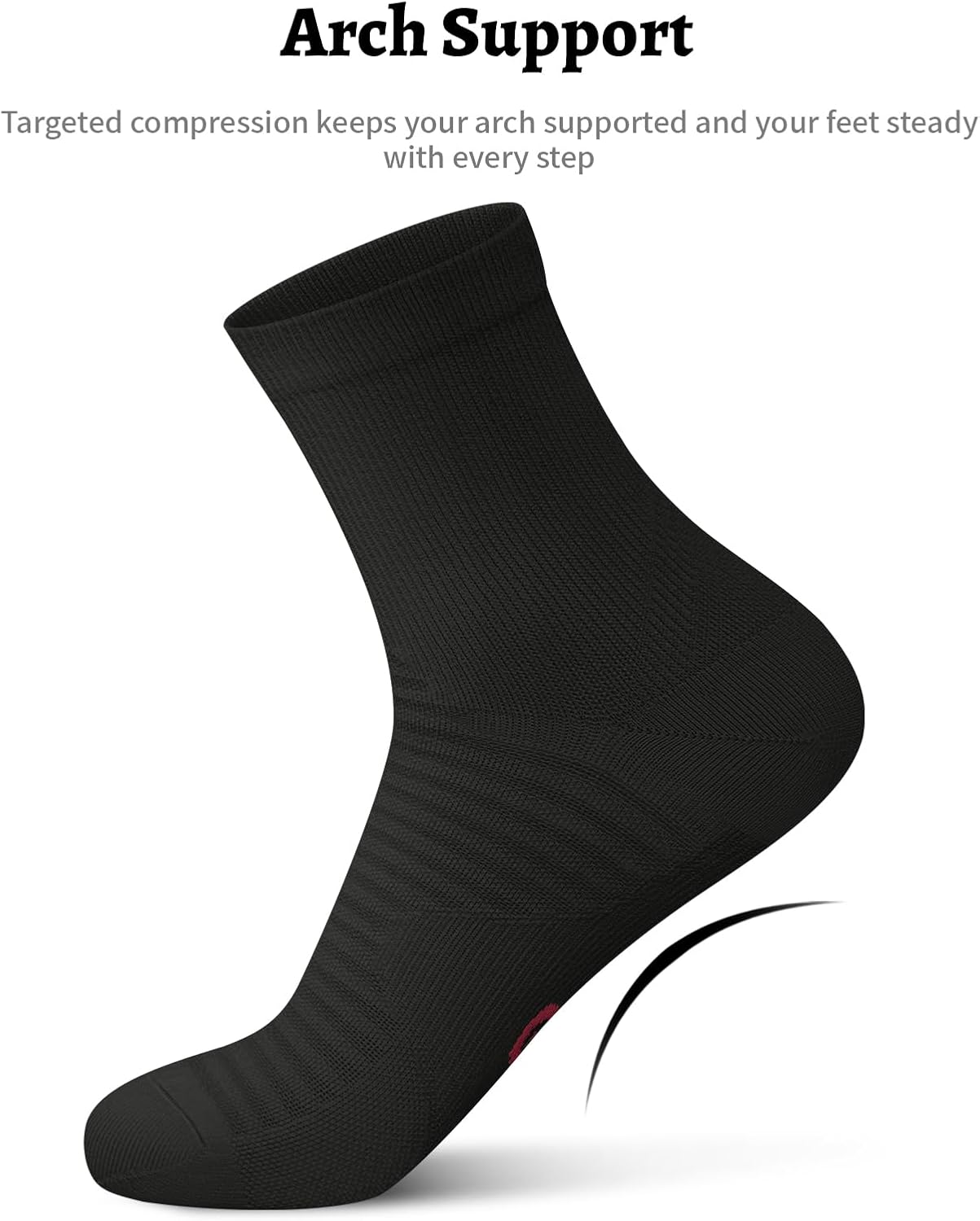 Detalle 2 de Compression Running Ankle Socks (6 Pairs) for Men and Women – Quarter Athletic Socks for Running, Cycling, Golf, Work